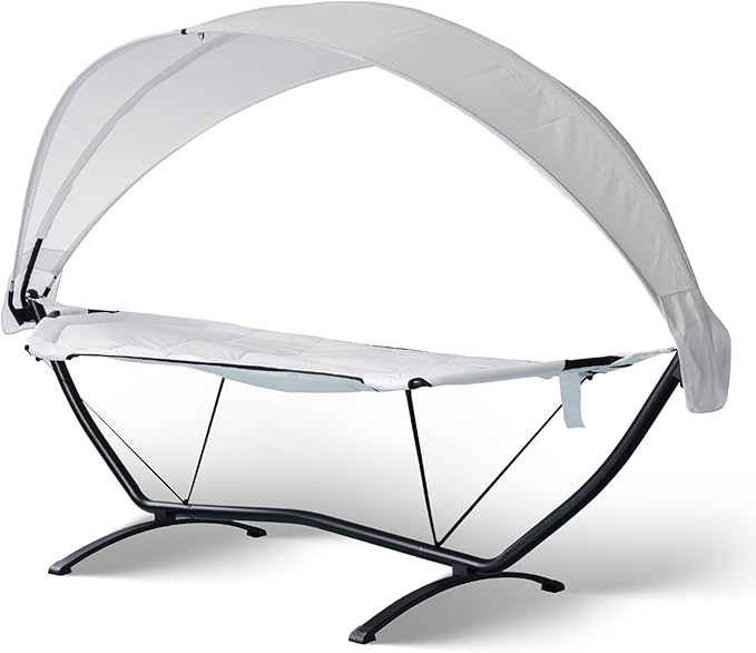 Sea Breeze Luxury Steel Frame Lounger with Canopy - Champagne