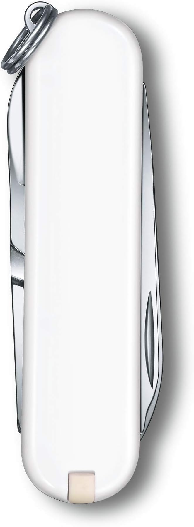 Victorinox Classic SD Swiss Army Knife Compact 7 Functions Swiss Made Pocket Knife with Small Blade Screwdriver and Key Ring - Falling Snow (White)