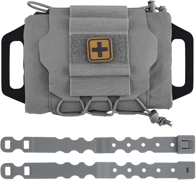 Tactical Molle IFAK Pouch/Medical Pouch First Aid Kits/EDC Tools Carrier Sundry Bag For Vest Belt BackpackOutdoor Hunting Airsoft Accessory (Grey)
