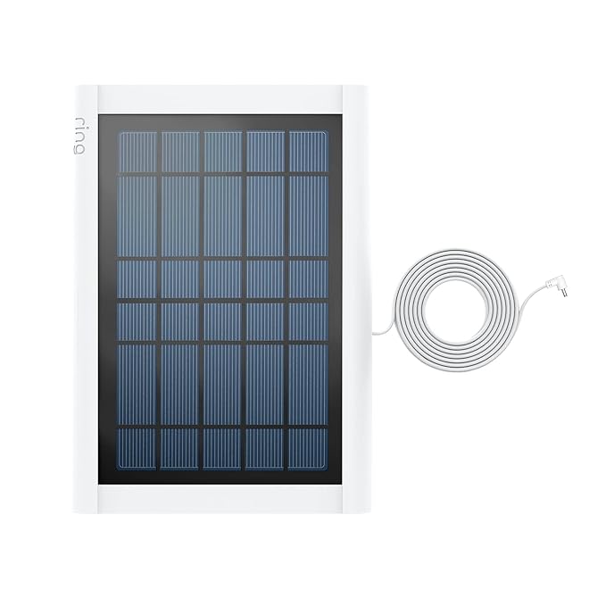 Ring Super Solar Panel 5W Barrel Plug Connector - for Spotlight Cam Battery and Stick Up Cam Battery - White
