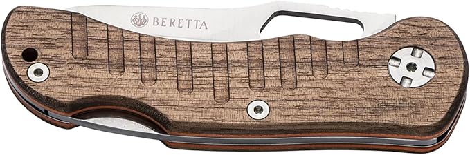 Beretta Bushbuck Folding Knife | 85mm Stainless Steel Blade with Walnut &amp G10 Handle | Compact Versatile Outdoor Hunting Knife