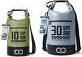 Lamicall 10L &amp 30L Dry Bag Waterproof Backpack - [Zippered Pocket] Roll Top Waterproof Bag Olive Green &amp Blueish Gray