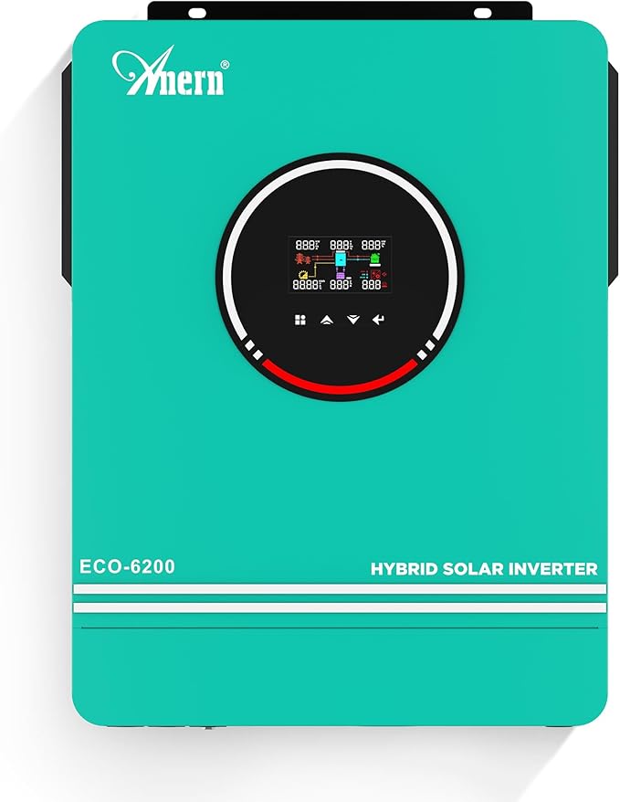 6200W Hybrid Solar Inverter 48V DC to 220-230VAC Pure Sine Wave Solar Inverter with 120A MPPT Solar Charge Controller Fit for 48V Lithium Lead-Acid Gel Battery Off-Grid System