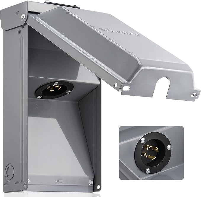SURAIELEC 30 Amp Generator Power Inlet Box NEMA L14-30P Generator Box for Generator Cord 120/240V Weatherproof Outdoor Outlet Receptacle Outlet ETL Listed Ready for Emergency Use