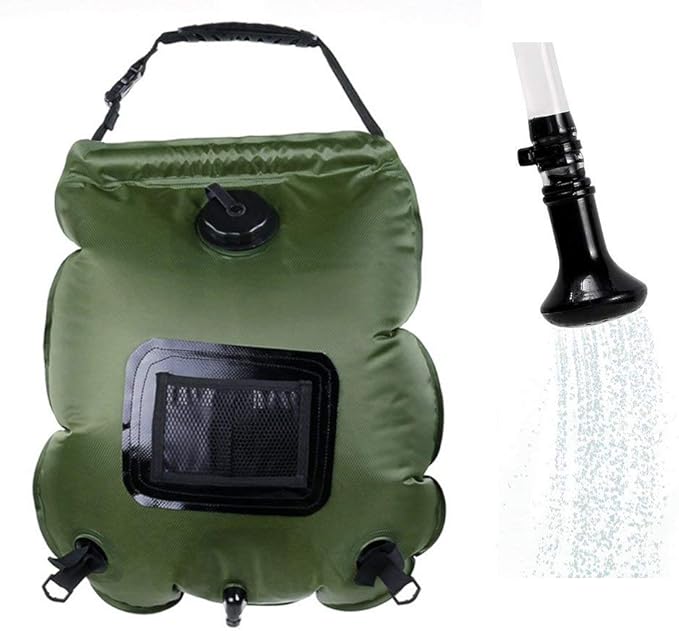 5-Gallon PVC Folding Portable Solar Shower Bag 20L Water Bag for Outdoor Camping Shower Bathing Bag with Thermometer