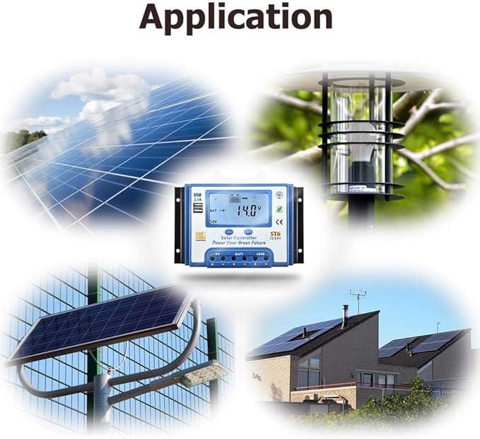 30A Solar Charge Controller 12V/24V Automatic Voltage Recognition Solar Panel Charging Discharge Regulator with Dual 5V USB Output Backlight LCD Display