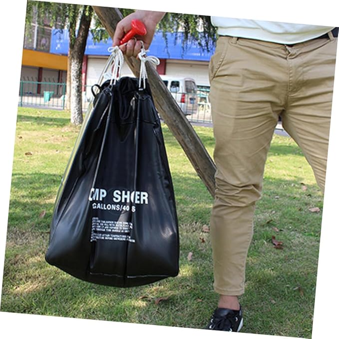 POPETPOP Portable Solar Shower Bag Outdoor Camping Shower Bag with Durable Material Heats Water Using Solar Energy with Nozzle for Warm Anywhere