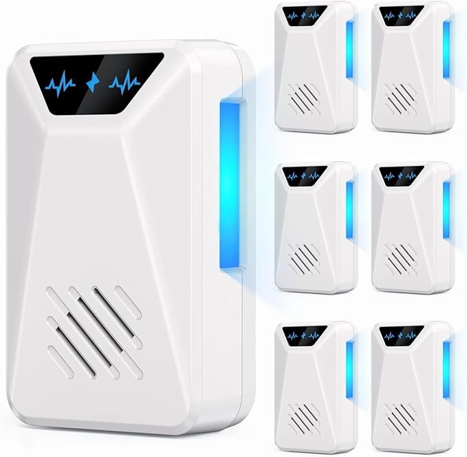6 Packs Ultrasonic Pest Control Repeller Electronic Pest Repellent Plug in Indoor for Insect Roaches Spider Ant Bug Mosquito Rat Mouse Repellent for House Home Kitchen Garage