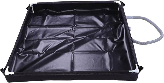 Fabater Portable Shower Pan PVC Material Foldable Shower Base Camping Tray with Detachable Drain Pipe for Camping RV Beach Outdoor Showering (Black)