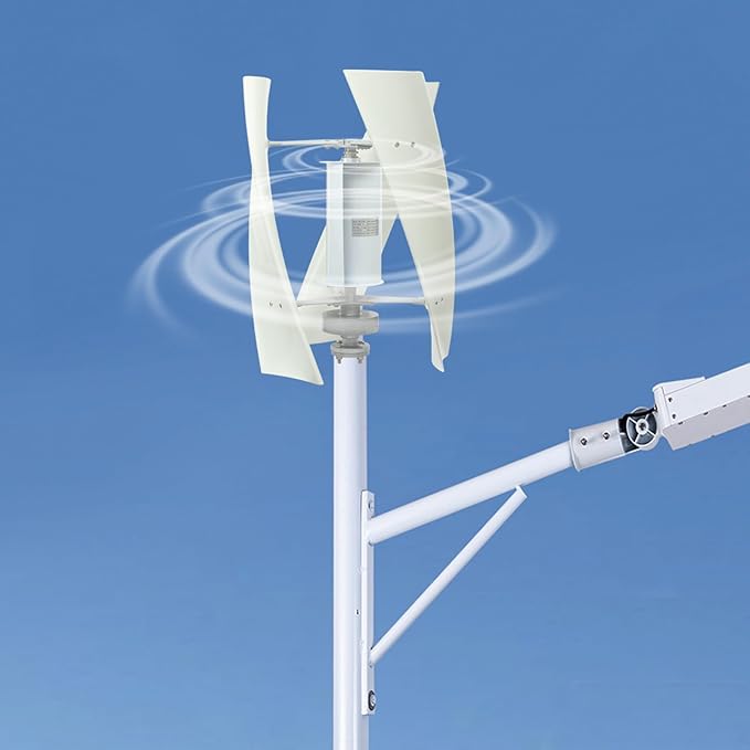 100W Vertical Axis Wind Turbine Generator Permanent Magnet Generator with Intelligent Controller Low Noise Helical Design Windmill for Home Boats Street Lighting (12V100WStyle 3 White)