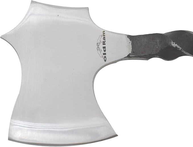 Handmade Railroad Spike High Carbon Steel Blade Fix Blade Hunting Outdoor Axe with Leather Carrying Case