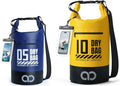 Lamicall 5L &amp 10L Dry Bag Waterproof Backpack - [Zippered Pocket] Roll Top Waterproof Bag Navy Blue &amp Lemon Yellow