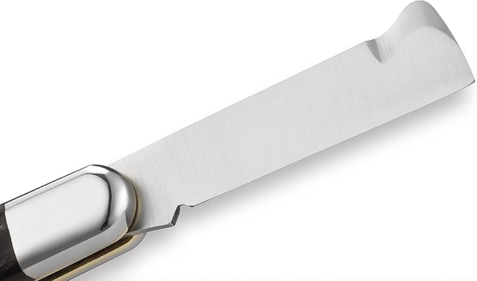 DUE BUOI 203C Professional Agriculture Pruning Grafting Knife for Budding Trimming Buffalo Horn Handle Böhler K720 Carbon Steel Blade (Professional Knife NOT an EDC Pocket Knife)