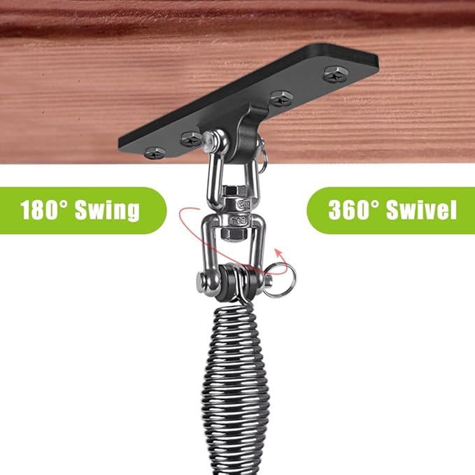 Dolibest Hanging Kits Hammock Chair Hardware Heavy Duty Swing Hanger with Spring (6MM) for Indoor Outdoor Playground Hanging Chair Hammock Chair Punching Bags 4 Screws 4 Expansion Screws