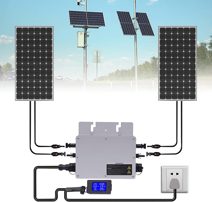 Solar Grid Tie Micro Inverter WVC-700W 700W 110V Waterproof Inverters Solar Powered Reversing Converter Aluminium Alloy Inverters w/LCD Display for Schools Power Stations Homes