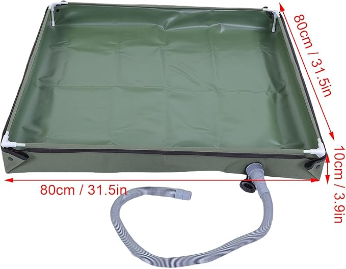 Luocute Portable Shower Pan 31.5x31.5x3.9in Foldable Shower Base with Detachable Drain Pipe and Mesh Storage Bag for Camping RV Outdoor Indoor Shower Stall