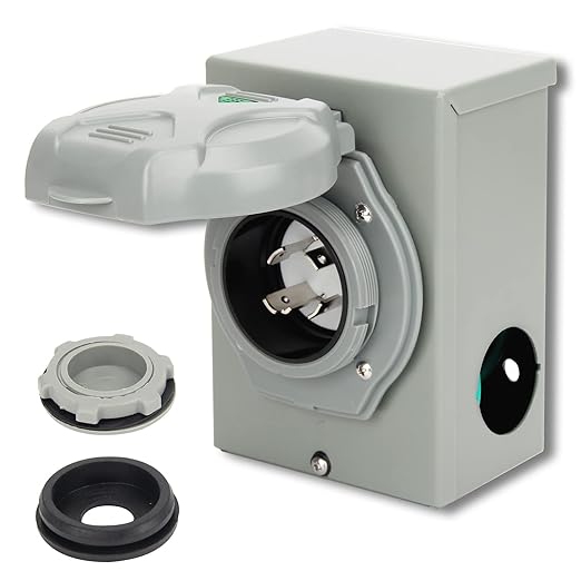 30AMP Generator Power Inlet Box with Pre Punched Knockouts NEMA L14-30P for 4 Prong Generator with LED Indicator Light 125/250 Volt 7500 Watts for Outdoor Use ETL Listed (L14-30P)