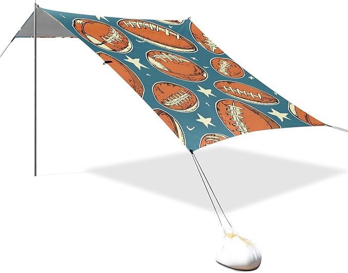 ALAZA Rugby Tile Stars White Pattern Beach Tent Sun Shelter Portable Canopy Sunshade for Outdoor Camping Picnics Backyard Fun 10x9 ft
