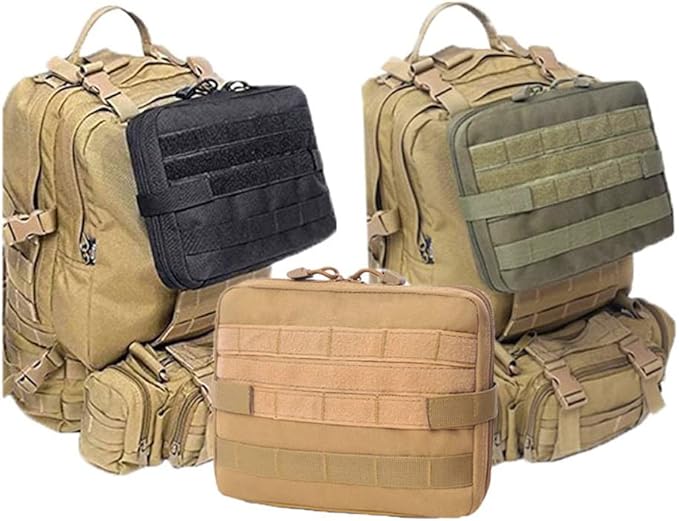 Tactical First Aid Kit 1000D Pouch Emergency Survival Gear Bag Backpack Attachment Medical Pocket Tool for Military Camping Outdoor Travel Hiking Camping Khaki