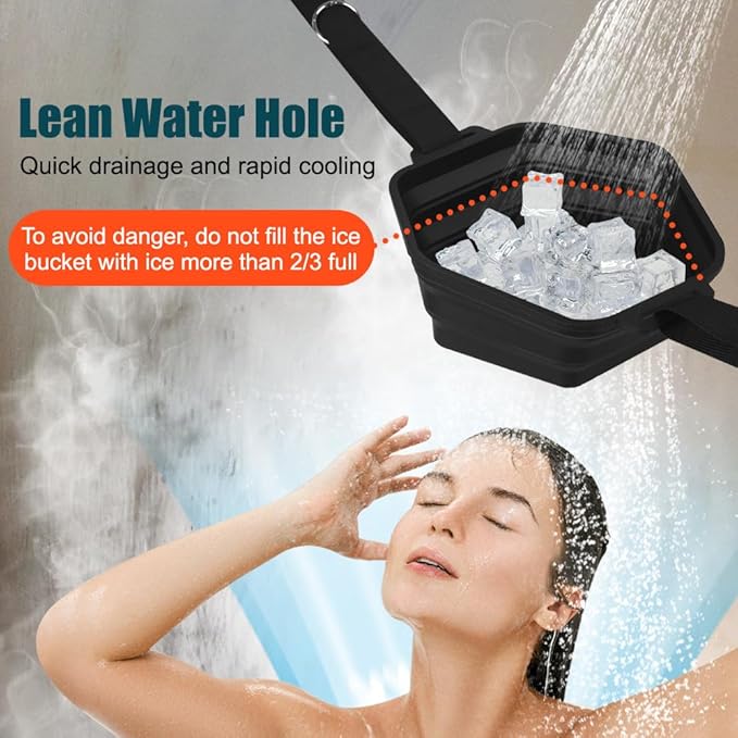 Ice Shower BathSilicone Bathing Ice Bath Bucket Foldable Ice Bath Tub Cold Shower Attachment for Athletes Bathing Cooling Down Camping