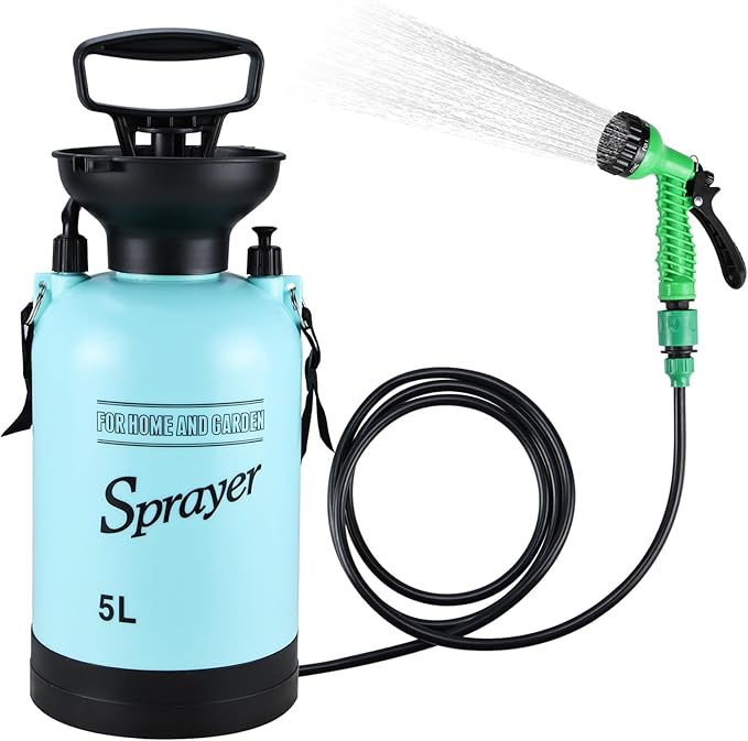 Finderomend Portable Shower for Camping with 7 Spray Modes Hand Press Camping Shower with Removable Hose and Shower HeadPressure Rinse Kits for Hiking Traveling Garden Beach Pet Shower