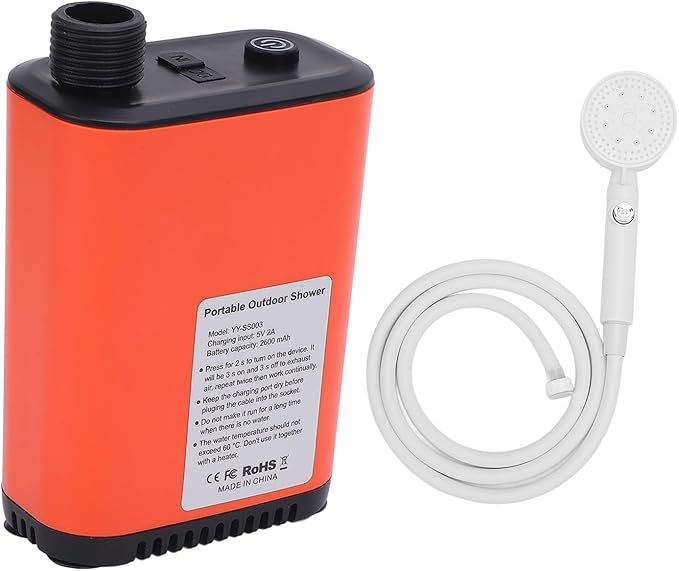 AYNEFY Portable Camping Shower Set – Rechargeable 2600mAh Battery Outdoor Shower for Camping Hiking &amp RV Use ABS Material Compact Waterproof Travel Shower System