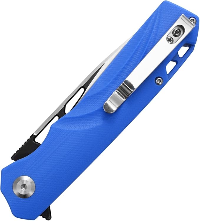 Sitivien ST141 Folding KnifeD2 Steel Blade G10 Handle Pocket Knife EDC Tool Knife for Survival Hiking Camping Fishing(Blue)