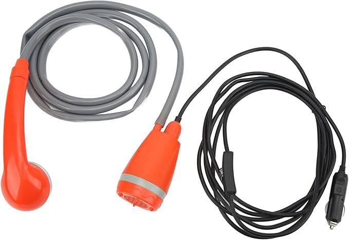 Portable Camping Shower 12V Outdoor Pump Shower Head Portable Handheld 3.5L/min Cigarette Lighter Adapter for Camping Hiking Car Washing