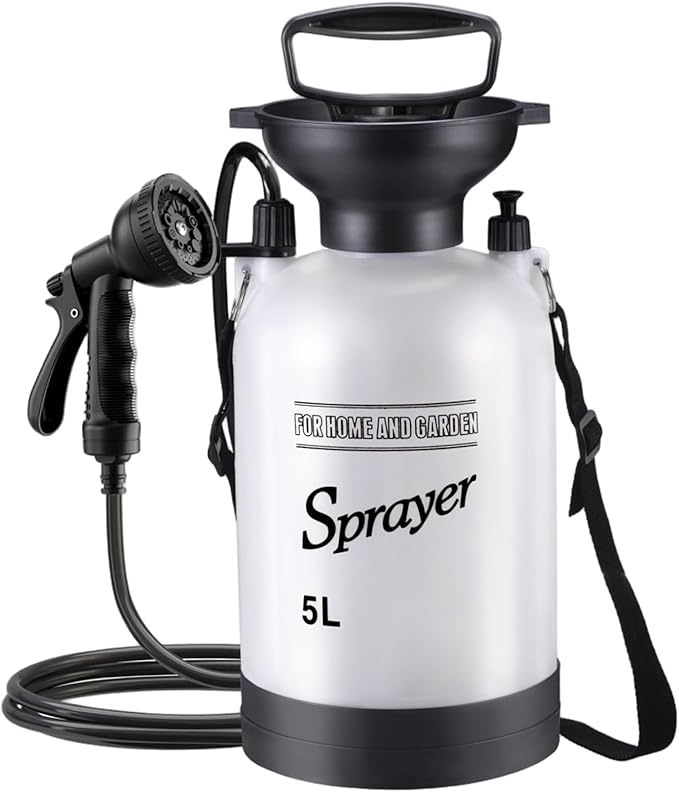 Portable Camping Shower 5L Portable Shower with 10 Modes Sprayer Head and 9.84ft Hose for Garden Picnic Hiking Beach Car Cleaning Camping