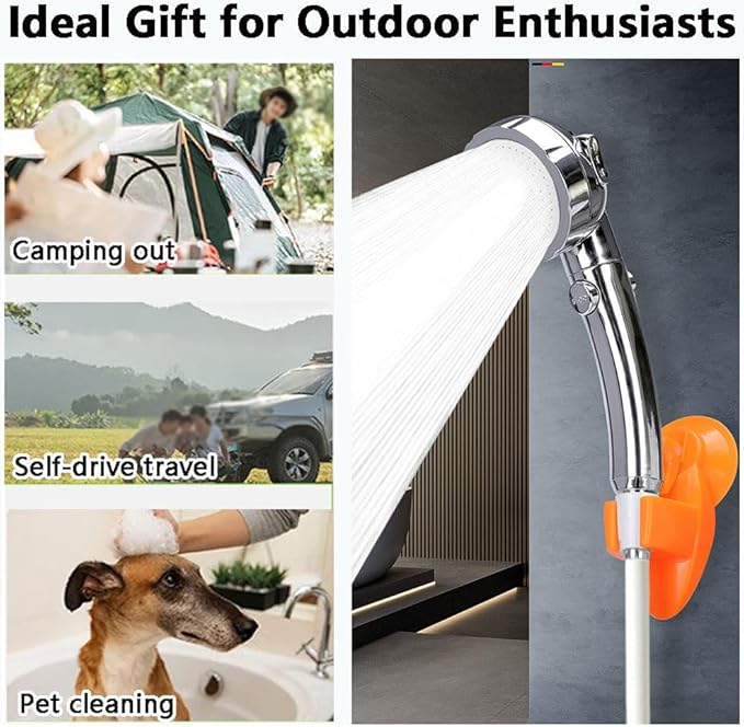 Portable Shower for Camping 7800mAh Rechargeable Camping Shower with Intelligent Digital Display 3-Speed showerhead Outdoor Camp Pump Camping Shower Pump for Hiking Travel Car Pet