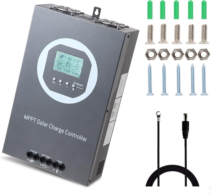 100A MPPT Solar Charge Controller 12V/24V/36V/48V Auto Max 150V PV Input 5000W Max Power Regulator w/ LCD Display Works with AGM Gel Flooded Lithium Batteries
