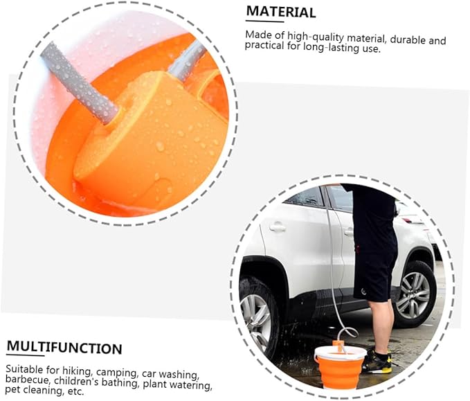 Abaodam 1Set Shower with Lighting for Camping Rechargeable Outdoor Shower for Travel and Pet Cleaning Compact and Easy to Carry Orange