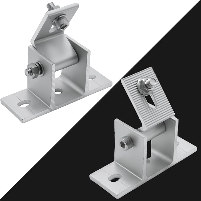 Saihisday 8Pcs Adjustable Brace Fitting Solar Panel Tilt Mounting Bracket Base Solar Panel Unistrut Bracket Angle 10°-60° for Flat Roof Installation Use on Boats RVs Marine Applications