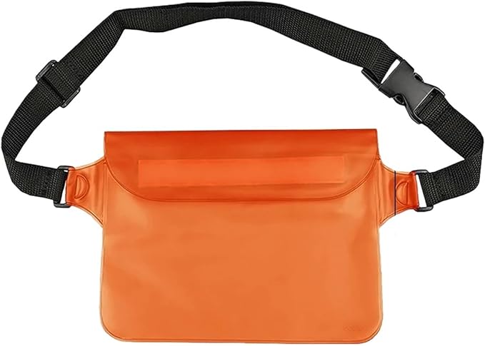 Waterproof Dry Bag Waterproof Swimming Bag Underwater Mobile Phone Bags Ski Drift Diving Shoulder Waist Pack 3 Layer Transparent Dry Protection Bag for SwimmingBoating(Orang1)