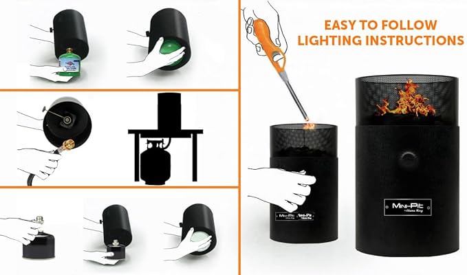 Flame King Mini Tabletop Fire Pit Dual Fuel Propane and Butane Smokeless Odorless Flame Portable Great for Outdoor