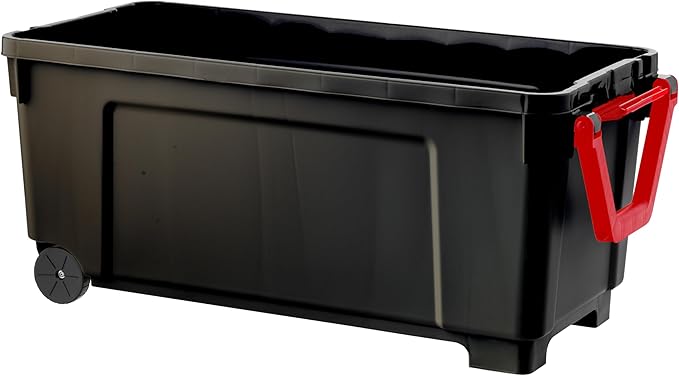 IRIS USA 2 Pack TrailBox 43 Gallon Lockable Storage Trunk Box Truck Bed Bin Heavy-Duty Containers Camping Gear Adventure Chest - Black/Gray