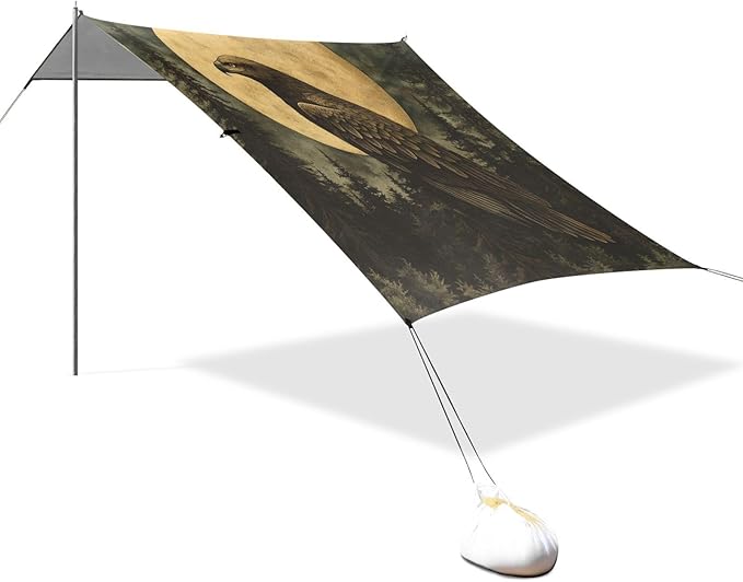 ALAZA Eagles Crescent Moon Forest Beach Tent Sun Shelter Portable Canopy Sunshade for Outdoor Camping Picnics Backyard Fun 10x9 ft