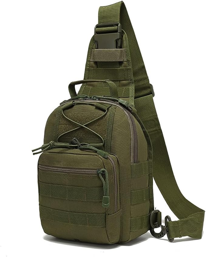 Tactical Backpack Waterproof Military Cross-body Molle Single Shoulder Backpack Chest Bag for Outdoor Every Day Carry (Military Green)