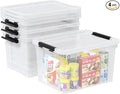4-Pack 22 Quart Plastic Storage Bins with Wheels Latching Storage Box Bin Clear