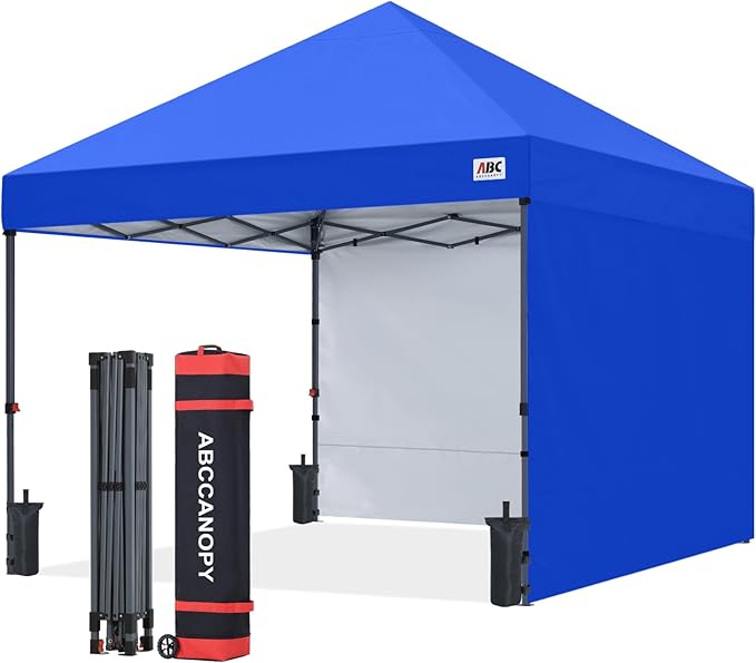 ABCCANOPY Easy Pop up Canopy Tent with 2 Sidewalls for Outdoor Sun Blocking or Rain Protection10x10 Royal Blue