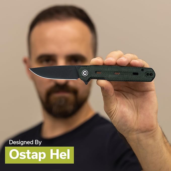CIVIVI Navo Pocket Knife for EDC 3.25 Nitro-V Blade Micarta Handle with Reversible Clip Folding Knife for Men Women C25015A-2 Green