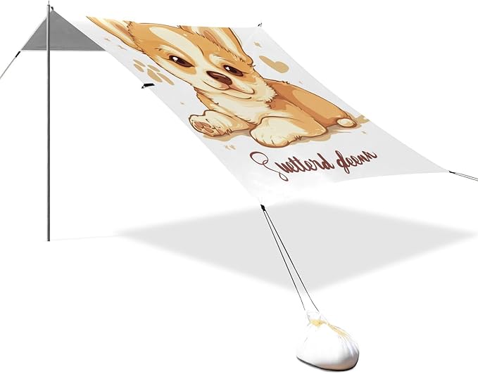 ALAZA Cute Funny Dog Puppy Lettering Quote Sweet Dreams Beach Tent Sun Shelter Portable Canopy Sunshade for Outdoor Camping Picnics Backyard Fun 10x9 ft