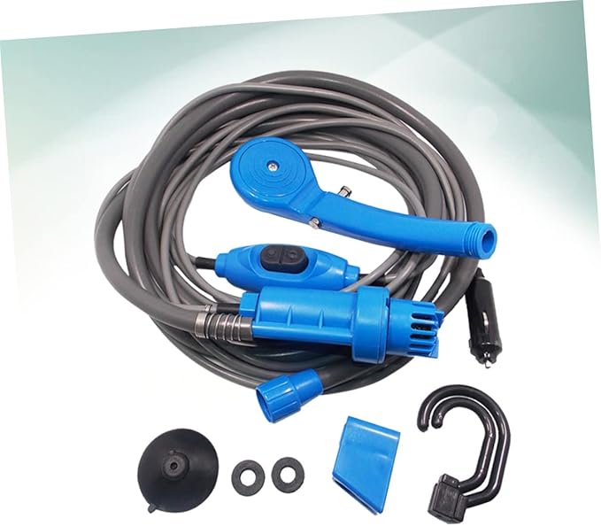 Gatuida Portable Shower for Camping 12v Outdoor Shower Kit Car Charger Hose and Sucker Ideal for Travel