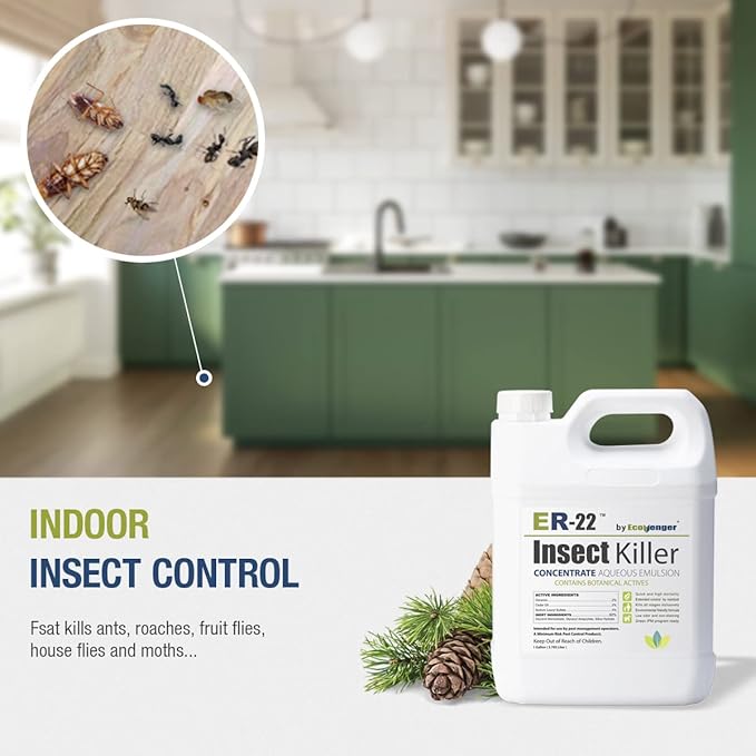 Ecovenger ER-22 by EcoRaider Professional Grade Insect Killer Concentrate 1 GL for Bed Bugs 100% Efficacy Extended Residual Green and Non-Toxic