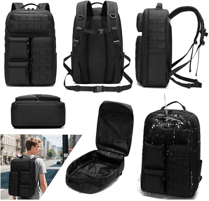 EUNOGO Hunting Backpack Camo Hunting Backpacks &amp duffle Bags Water resistant for Camping Hiking-30L(Black)