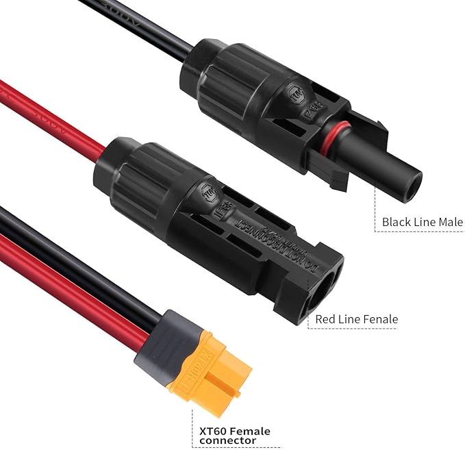 XT60 Adapter Extension CableXT60 to Solar Connector 12AWG Solar Panel Connector Cable Compatible with Bluetti Ecoflow River Delta Series Power Station Solar Panel (12AWG)/50FT