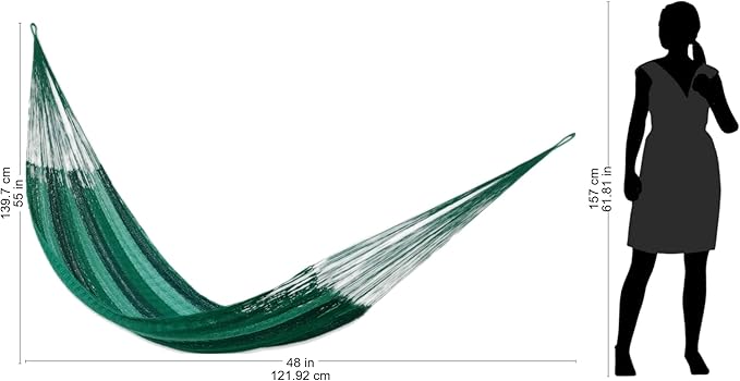 NOVICA Multicolor Green Striped Hand Woven Nylon Mayan 1 Person Rope Hammock 'Caribbean Dream' (Single)