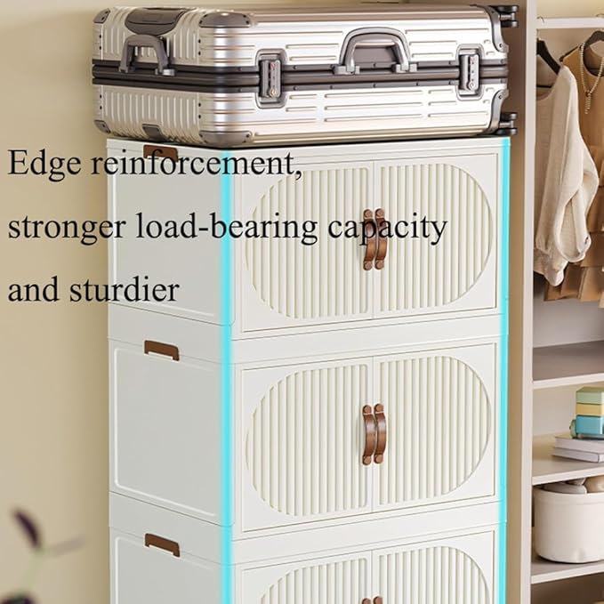 Collapsible Stackable Storage Bins with Door and LidFoldable Closet Plastic Containers for Blanket Storage Pillow Organizer Bedroom Living Room (Transparent14.96×9.76×9.251)