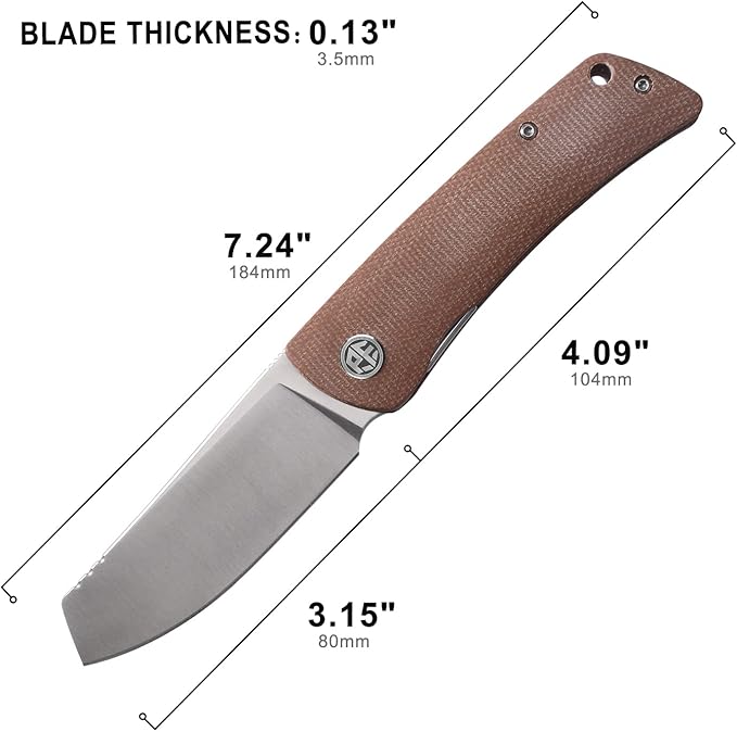 Petrified fish PFE05 Flavorist3.15 K110 Satin Blade 94g Micarta Handle Front Flipper Liner lock Folding knife (Brown)