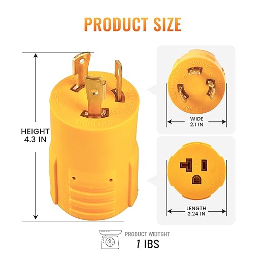 MECMO Shore Power NEMA L5-30P to 5-15/20R RV Generator Adapter Marine 30 Amp to 110 15 Amp Household Regular Connector 30A 125V 3 Prong Twist Lock Locking Male L5-30 to 5-15R 5-20R Female Cord